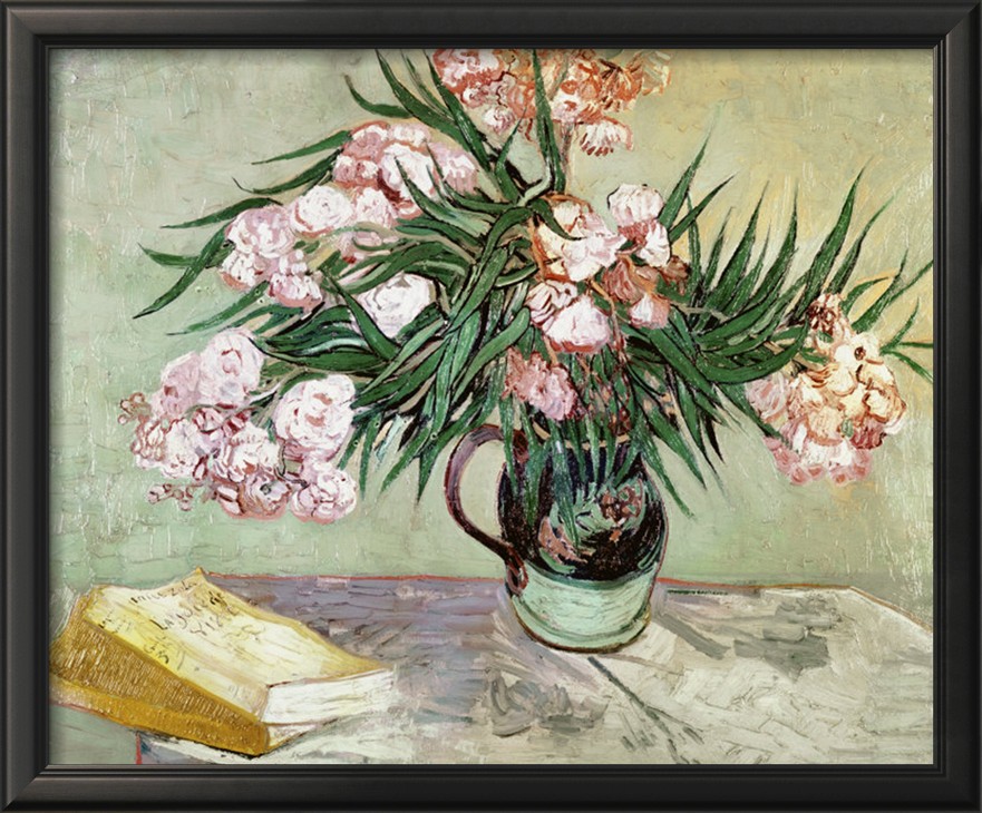 VASE WITH OLEANDERS AND BOOKS, C.1888 - Van Gogh Painting On Canvas